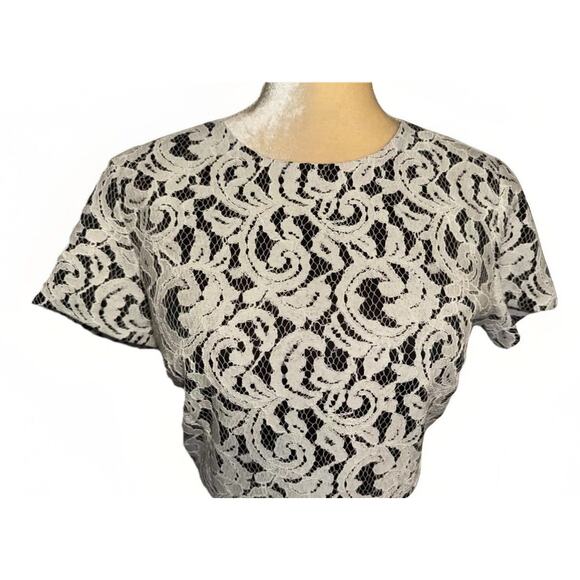 New Shoshanna White Lace Short Sleeve Colorblock A Line Dress w/Pockets Size 10 - Picture 2 of 10